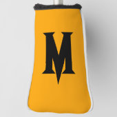 Zwart gepersonaliseerd Initiaal Letter | mandarijn Golfheadcover (Draai 90)