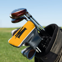Zwart gepersonaliseerd Initiaal Letter | mandarijn Golfheadcover