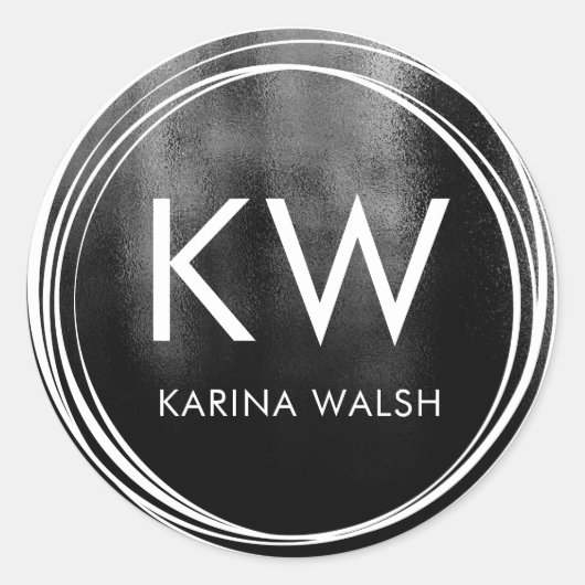 Zwart gepersonaliseerd initiaal monogram stickers (Voorkant)