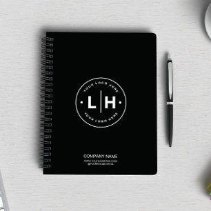 Zwart gepersonaliseerd logo zakelijk notitieboek