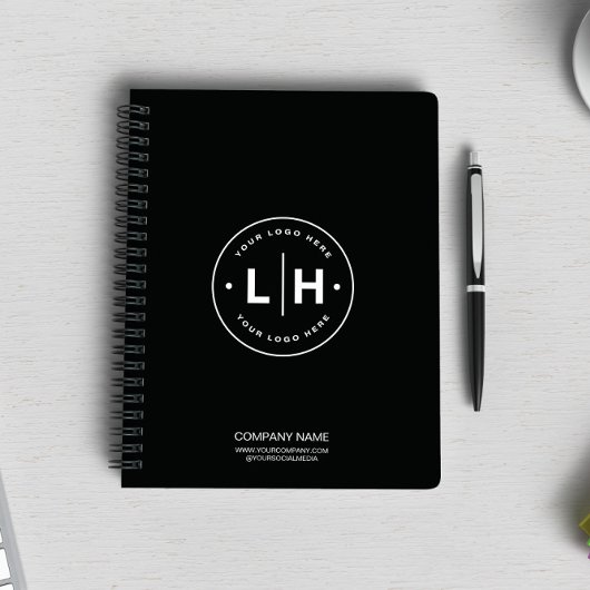 Zwart gepersonaliseerd logo zakelijk notitieboek
