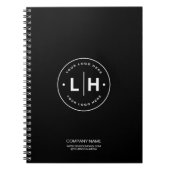 Zwart gepersonaliseerd logo zakelijk notitieboek (Voorkant)