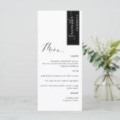 Zwart gepersonaliseerd met gastnaam legant menu (Staand voorkant)