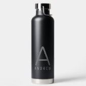 Zwart gepersonaliseerd modern monogram groot waterfles (Links)