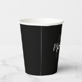 Zwart gepersonaliseerd modern script monogram en n papieren bekers (Rechts)