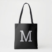 Zwart gepersonaliseerd Monogram Initiaal Canvas ta Tote Bag (Voorkant)