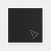Zwart gepersonaliseerd monogramnaampapier servet (Voorkant)