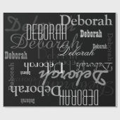 Zwart gepersonaliseerd naampatroon, een modern cadeaupapier (Vlak)