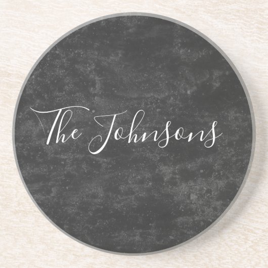Zwart Gepersonaliseerd ontwerp voor uw gezin Zandsteen Onderzetter (Voorkant)