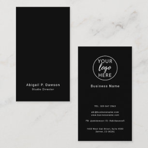Zwart gepersonaliseerd professioneel logo visitekaartje