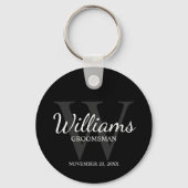 Zwart Gepersonaliseerd Script Groomsmen name&Monog Sleutelhanger (Voorkant)