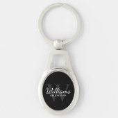 Zwart Gepersonaliseerd Script Groomsmen Name&Monog Sleutelhanger (Voorkant)