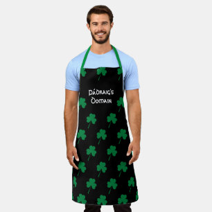 Zwart gepersonaliseerd SHAMROCK Schort
