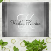 Zwart gepersonaliseerd theedoek (Gevouwen)