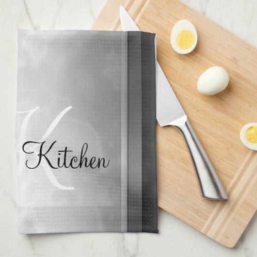 Zwart gepersonaliseerd theedoek (Quarter Fold)