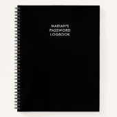 Zwart Gepersonaliseerd Wachtwoord Logboek Notitieboek (Voorkant)