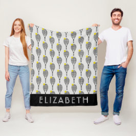 Zwart | Gepersonaliseerde benaming van witte tenis Fleece Deken