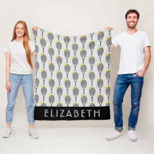 Zwart   Gepersonaliseerde benaming van witte tenis Fleece Deken