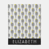 Zwart | Gepersonaliseerde benaming van witte tenis Fleece Deken (Voorkant)