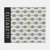 Zwart | Gepersonaliseerde benaming van witte tenis Fleece Deken (Voorkant (Horizontaal))