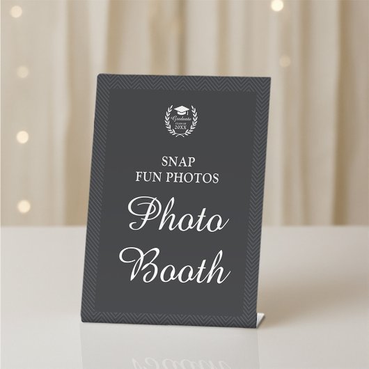 Zwart Gepersonaliseerde Foto Booth Graduation Part Reclamebord Met Voetstuk