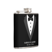 Zwart gepersonaliseerde Groomsman Vinyl Wrapped Fl Heupfles (Rechts)