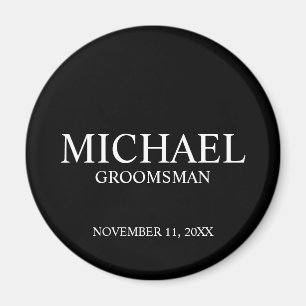 Zwart Gepersonaliseerde Groomsman's Naam en Monogr Magneet