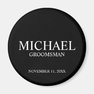 Zwart Gepersonaliseerde Groomsman's Naam en Monogr Magneet