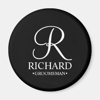 Zwart Gepersonaliseerde Groomsman's Naam en Monogr Magneet