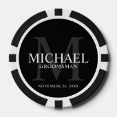 Zwart Gepersonaliseerde Groomsmen's naam en monogr Poker Chips (Voorkant)