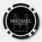 Zwart Gepersonaliseerde Groomsmen's naam en monogr Poker Chips (Achterkant)