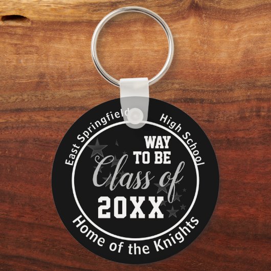 Zwart-gepersonaliseerde middelbare school klasse 2 sleutelhanger (Achterkant)