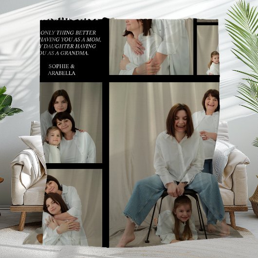 Zwart Gepersonaliseerde Moderne Moeder | 6 Foto Fleece Deken