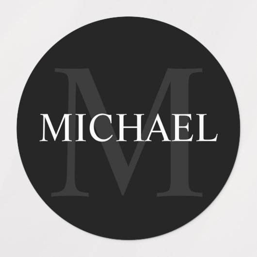 Zwart-gepersonaliseerde monogram- en naamlabels labels (Design 2)