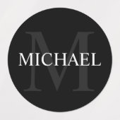 Zwart-gepersonaliseerde monogram- en naamlabels labels (Design 1)