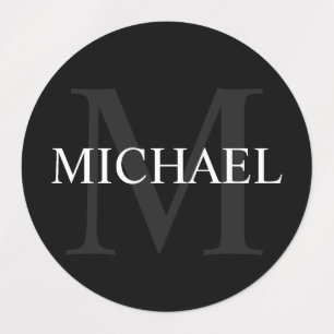 Zwart-gepersonaliseerde monogram- en naamlabels labels