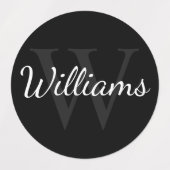 Zwart-gepersonaliseerde monogram- en naamlabels labels (Design 2)