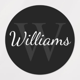 Zwart-gepersonaliseerde monogram- en naamlabels labels