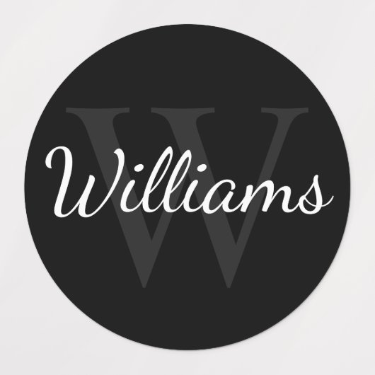 Zwart-gepersonaliseerde monogram- en naamlabels labels (Design 1)