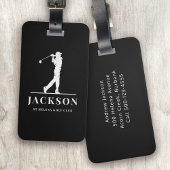 Zwart gepersonaliseerde Monogram Golfer Bagagelabel