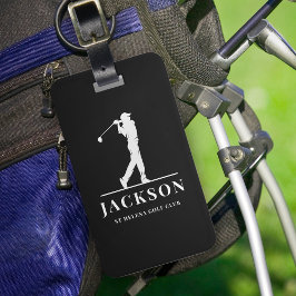 Zwart gepersonaliseerde Monogram Golfer Bagagelabel