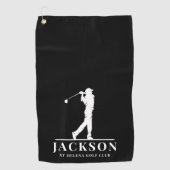 Zwart gepersonaliseerde Monogram Golfer Golfhanddoek (Voorkant)