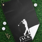 Zwart gepersonaliseerde Monogram Golfer Golfhanddoek
