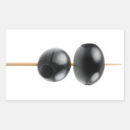 Zwart geperste olijven op een helling rechthoekige sticker