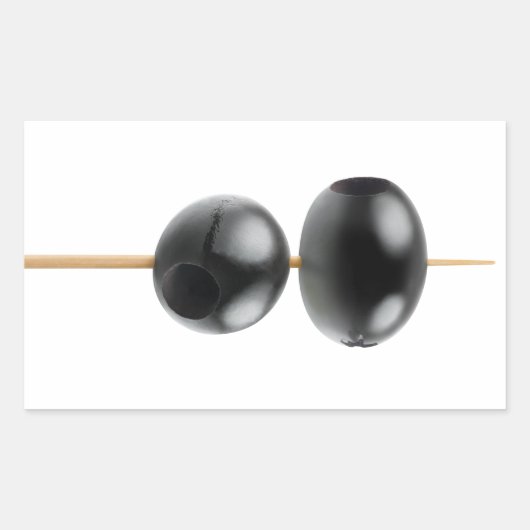 Zwart geperste olijven op een helling rechthoekige sticker (Voorkant)