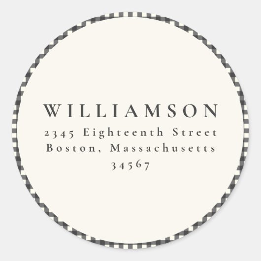  zwart-geplakt kerstadres ronde sticker (Voorkant)