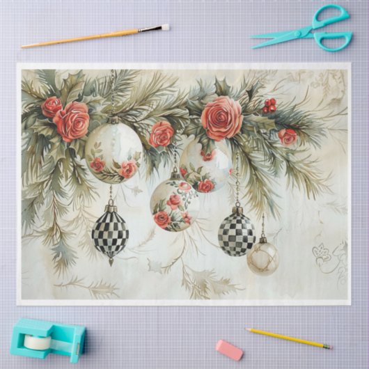 Zwart geruit en Rozen Tissuepapier (Craft)