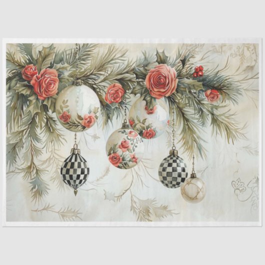 Zwart geruit en Rozen Tissuepapier (Voorkant)