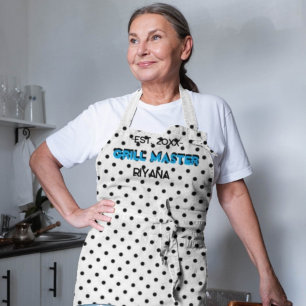 Zwart geruit geruite grillmaster gepersonaliseerd schort