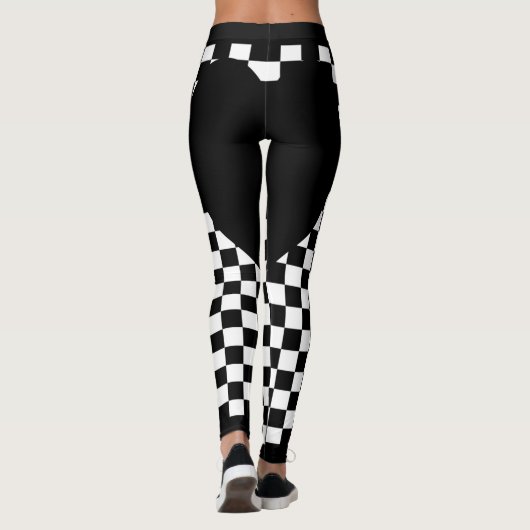 Zwart geruit hart leggings (Achterkant)